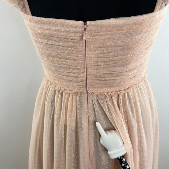 JILL Stuart Pink Sleeveless Ruffle Shoulder Polka-Dot Tulle Maxi Dress 4 6 NEW - Picture 8 of 15